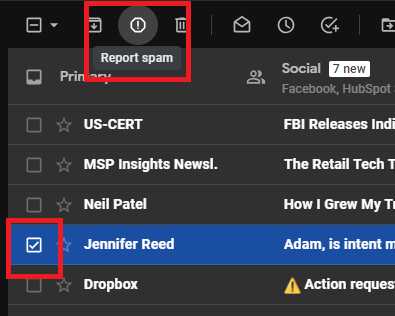 report spam in gmail