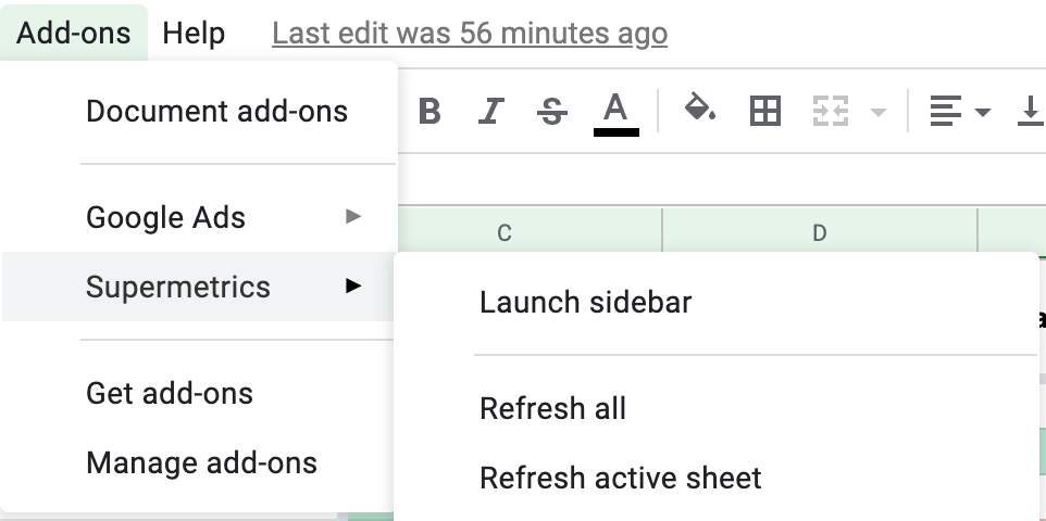 how to launch supermetrics in google sheets