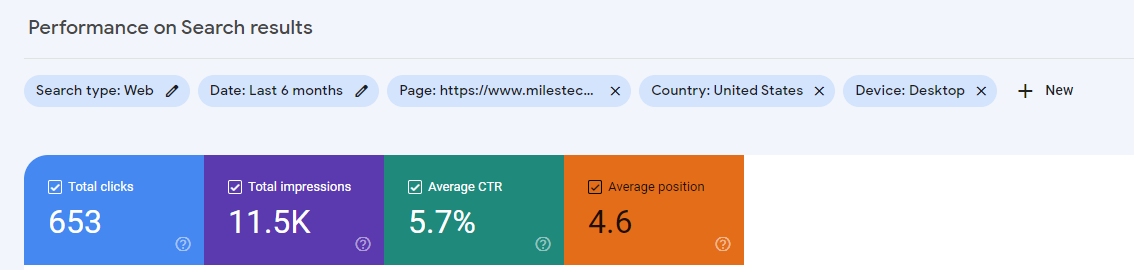 gsc performance tab filters