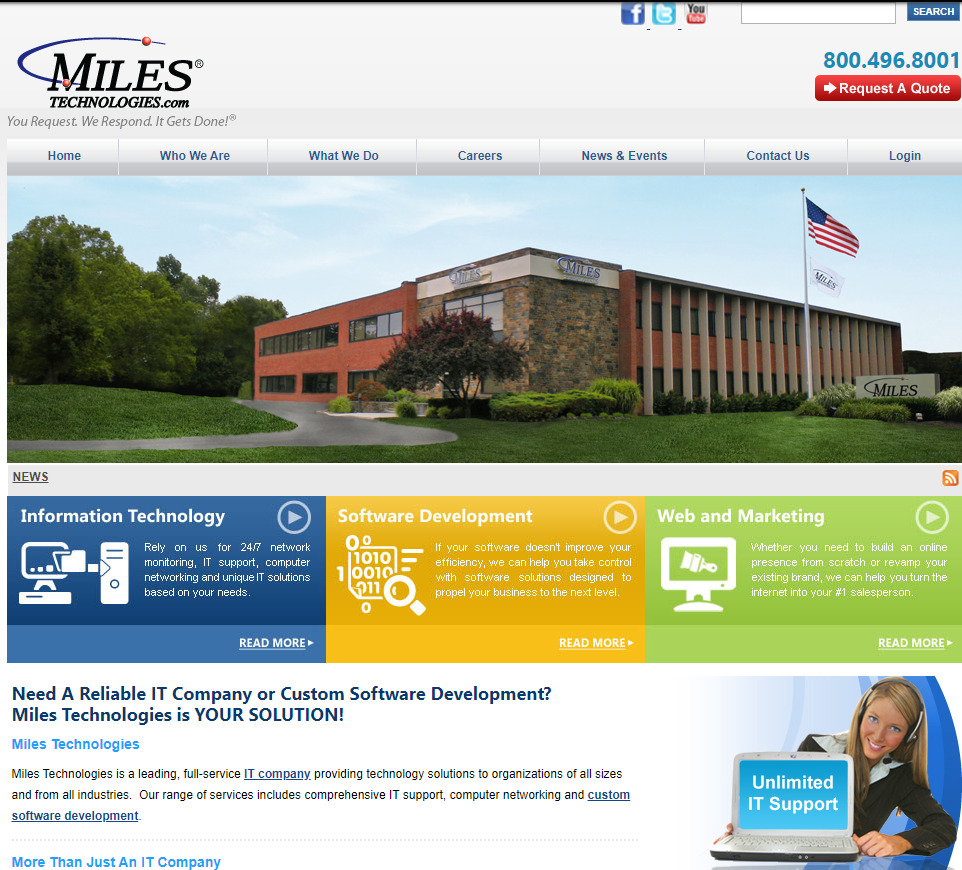 Miles Technologies website in 2011