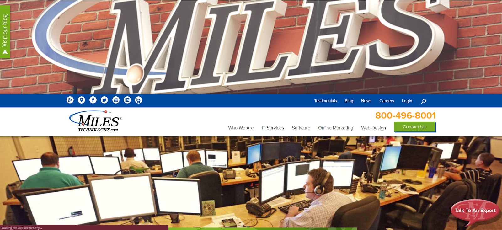 Miles Technologies website in 2014